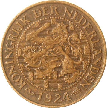 Nederland. Wilhelmina. 1 Cent 1924 ZELDZAAM (Zonder