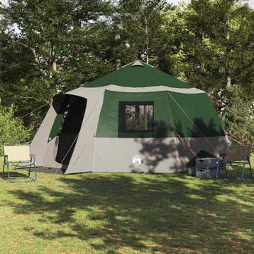 vidaXL Cabin Tent 12-Person met dak Groen en Grijs 500 x 500, Verzenden, Nieuw, Tot en met 2