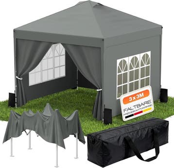 Partytent - Paviljoen - 3x3 m - Easy Up - Grijs - Huracan, Verzenden, Zo goed als nieuw