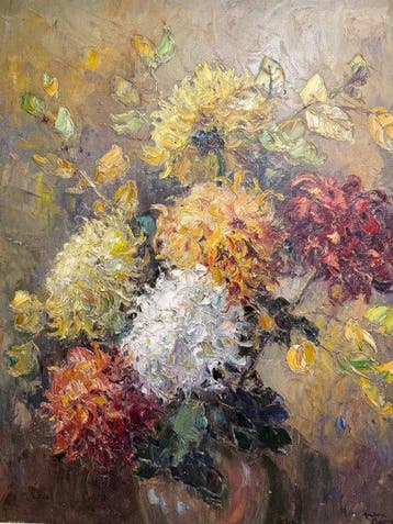 André Béronneau (1886-1973) - Weelderige chrysanten