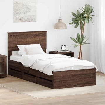 vidaXL Bedframe met lade Bruin Eiken 90 x 200 cm, Verzenden, Nieuw, Bruin, Hout