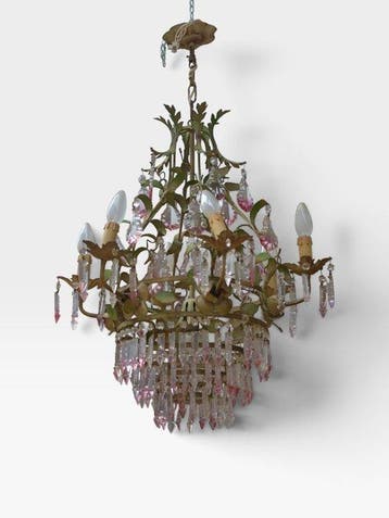 Kroonluchter - IJzer, Kristal, Glas, Plastic - Hanglamp met