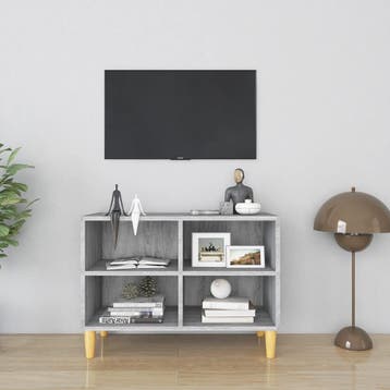 vidaXL Tv-meubel met houten poten 69,5x30x50 cm grijs sonoma, Huis en Inrichting, Kasten | Televisiemeubels, Verzenden, Nieuw