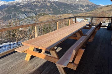 Rockwood® Picknicktafel  Douglas Boomstamrand 5cm dik 5.00m, Ophalen of Verzenden, Nieuw, Rechthoekig, Hout