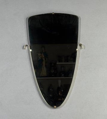 Wandspiegel - Glas, Hout - Mid century halspiegel