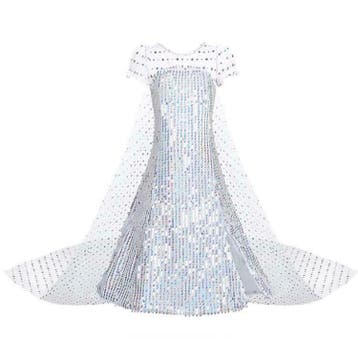 Prinsessenjurk - Witte Elsa jurk met sleep - Korte mouw, Ophalen of Verzenden, Nieuw