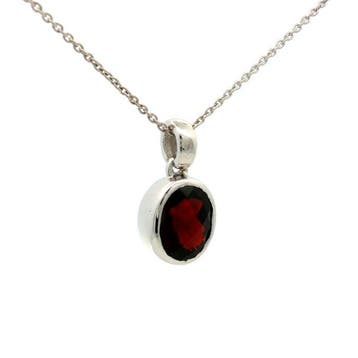 Zonder minimumprijs - Hanger Zilver - 2.97ct. tw. Granaat -