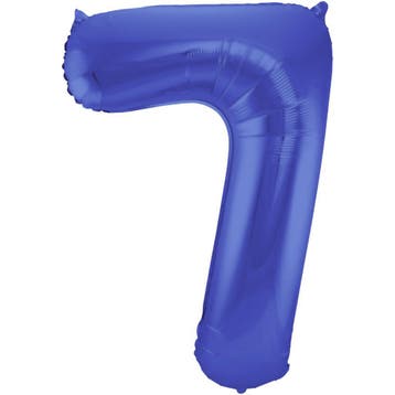 Folie Ballon cijfer 7 Metallic Blauw 86 cm, Verzenden, Nieuw, Feestartikel, Verjaardag