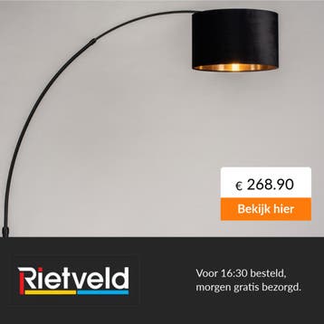 Rietveld-Vloerlampen-Zwart, Goud-Stof, Metaal, Verzenden, Nieuw