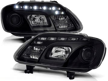 Koplampen VW Touran 03-06 DRL look Devil Eyes Zwart, Ophalen of Verzenden, Nieuw