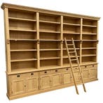 Boekenkast eiken natuur met trap Reeuwijk XXXL 400 x 260cm, Ophalen of Verzenden, Nieuw