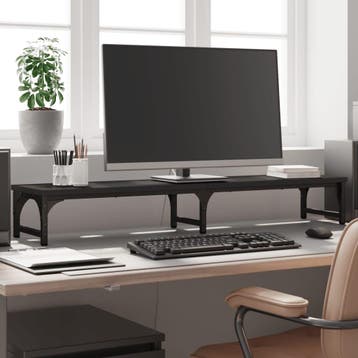 vidaXL Monitorstandaard 105x23x15,5 cm bewerkt hout zwart, Verzenden, Nieuw