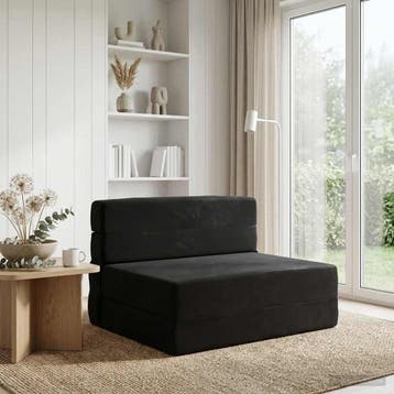 vidaXL Vouwbare Bankbed Zwart 100 x 80 x 60 cm Stof, Verzenden, Nieuw, Stof, Minder dan 150 cm