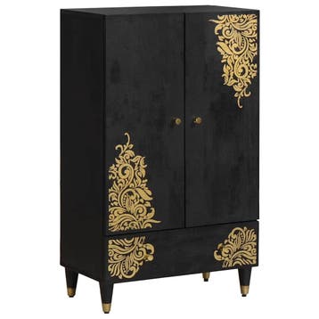 vidaXL Hoge kast Zwart 60 x 33 x 100 cm Massief Mango Hout, Verzenden, Nieuw
