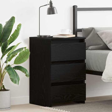 vidaXL Nachtkastje Zwart Eiken 40 x 35 x 62,5 cm Bewerkt, Huis en Inrichting, Minder dan 45 cm, Verzenden, Nieuw, 55 tot 70 cm