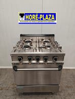 Horeca RVS Fornuis 4-pits met ingebouwde oven, Gebruikt, Fornuis, Frituur en Grillen