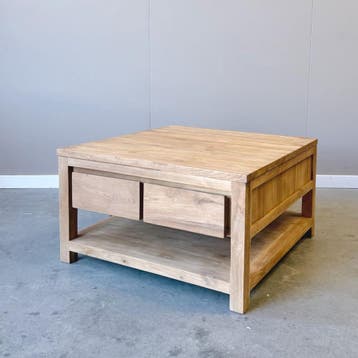 Unieke vierkante salontafel met vier laden, Ophalen of Verzenden, Nieuw