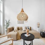Boho Rotan Hanglamp E27 – Vintage Natuurlijke Look, Huis en Inrichting, Lampen | Hanglampen, Verzenden, Nieuw