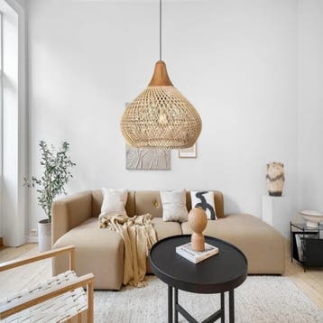 Boho Rotan Hanglamp E27 – Vintage Natuurlijke Look, Verzenden, Nieuw