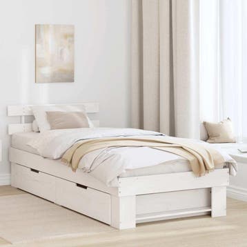 vidaXL Bedframe met hoofdeinde Wit 80 x 200 cm Massief, Verzenden, Nieuw, Wit, Hout
