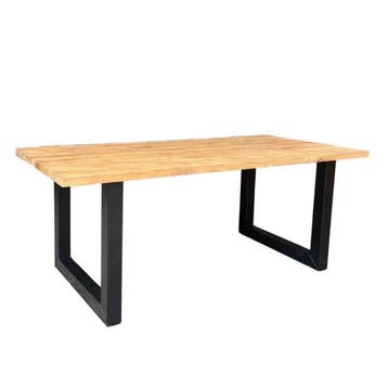 Stel uw rechthoekige tafel samen -  220x100 cm Stalen U-poot, Ophalen of Verzenden, Nieuw, Rechthoekig, Teakhout