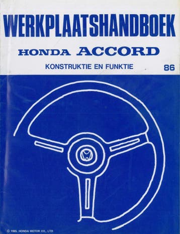 1986 Honda Accord Constructie & Functie Werkplaatshandboek, Verzenden