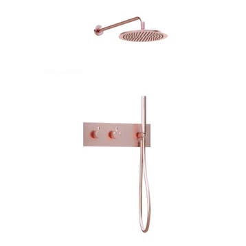 Inbouw regendouche met wandarm 20cm douchekop mat rosé goud, Verzenden, Nieuw