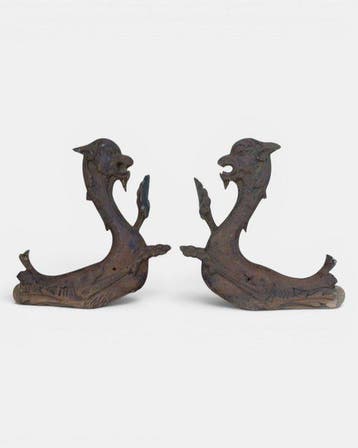 sculptuur, Mostri marini - 32 cm - Paar spiegelende