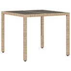 Tuintafel poly rattan beige 90x90cm | Retourdeal 42% Korting, Tuin en Terras, Tuintafels, Ophalen of Verzenden, Nieuw, Ovaal, Kunststof