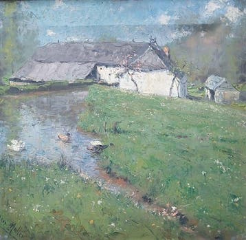 Leopold Muller (1879-1961) - Eenden bij de plas - De Molen
