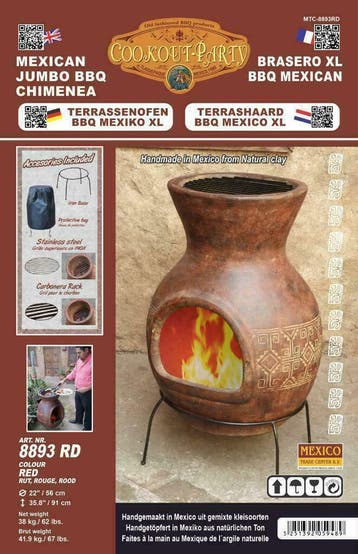 Sol-y-Yo Chimenea Mexicaanse tuinhaard Barbecue XL 4 kleuren, Ophalen of Verzenden, Nieuw, SOL-Y-YO, Met accessoires