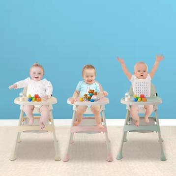 Opvouwbare Baby Kinderstoel met Wielen en Dubbele Eettray, Kinderen en Baby's, Kinderstoelen, Verzenden, Nieuw