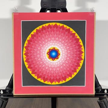 28 cm - Painting of Tibetan Tradition - Mandala Lotus -
