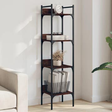 vidaXL Bookshelf 4-laags Tall Brown Oak, Minder dan 50 cm, Verzenden, 100 tot 150 cm, Nieuw