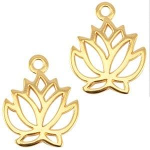 1 x DQ metalen bedel lotus 23,5 x 19 mm – oogje 2 mm – g, Ophalen of Verzenden, Nieuw, Bedel