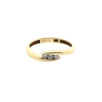 Gouden ring met zirconia; 14 karaat; ringmaat 17,25, Sieraden, Tassen en Uiterlijk, Gebruikt, Ophalen of Verzenden, 17 tot 18