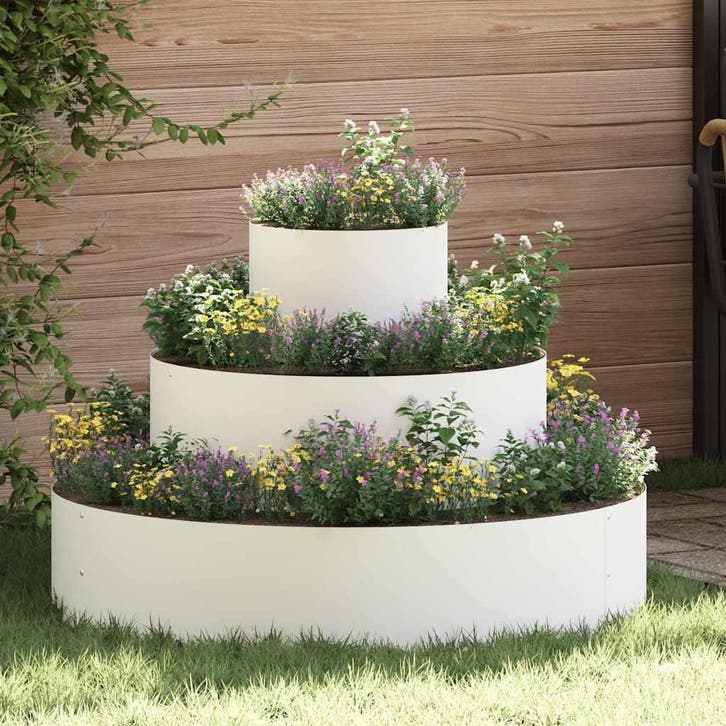 vidaXL Tuin Bloempot Wit 90 x 90 x 20 cm Koudgewalst staal, Tuin en Terras, Bloembakken en Plantenbakken, 60 tot 100 cm, Nieuw