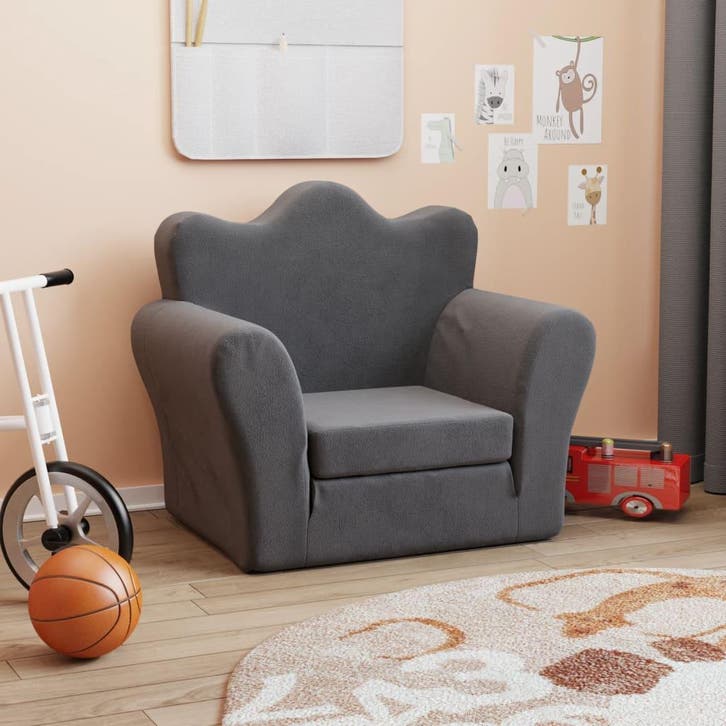 vidaXL Kinderslaapbank zacht pluche antracietkleurig, Kinderen en Baby's, Kinderkamer | Overige Meubels, Nieuw, Verzenden