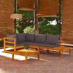 vidaXL 4-delige Loungeset met donkergrijze kussens, Verzenden, Nieuw, Hardhout, Loungeset