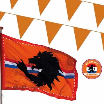 Oranje versiering buiten pakket 2x mega Holland vlag + 300.., Ophalen of Verzenden, Nieuw