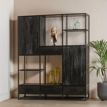 Vakkenkast Mangohout BrendonXL, Huis en Inrichting, Kasten | Boekenkasten, Verzenden, Nieuw, Overige houtsoorten, Industriële meubels