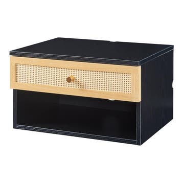 Wandrek Eiker met lade 40x31,5x23 cm zwart en rotan look [en, Verzenden, Nieuw