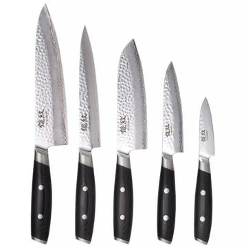 Yaxell Tsuchimon Messenset – 6-delig – Messenblok met 5, Ophalen of Verzenden, Nieuw, Hout, Bestekset