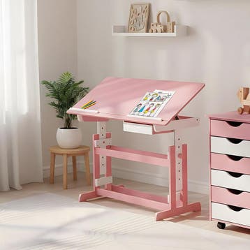 Bureau in hoogte verstelbaar 109x55x63-94cm - roze, Verzenden, Nieuw