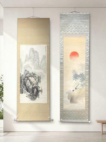Set van 2 Japanse Nanga- en natuurlandschap-hangende
