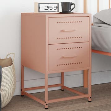 vidaXL Nachtkastje 36x39x60,5 cm staal roze, Huis en Inrichting, Minder dan 45 cm, Nieuw, 55 tot 70 cm, Verzenden