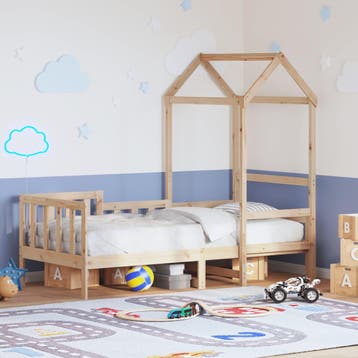 vidaXL Slaapbank met huisje 80x200 cm massief grenenhout, Eenpersoons, Bruin, Verzenden, Nieuw