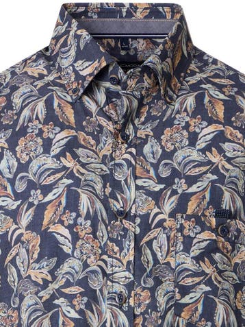 Casa Moda Casual Gebloemd Overhemd Button Down Boord, Verzenden, Nieuw, Blauw