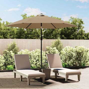vidaXL Parasol met LED-verlichting en stalen paal 300 cm, Verzenden, Nieuw, 3 tot 4 meter