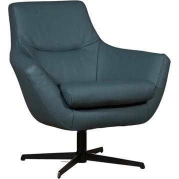 Scandinavische leren draaifauteuil, Ophalen of Verzenden, Nieuw, Leer